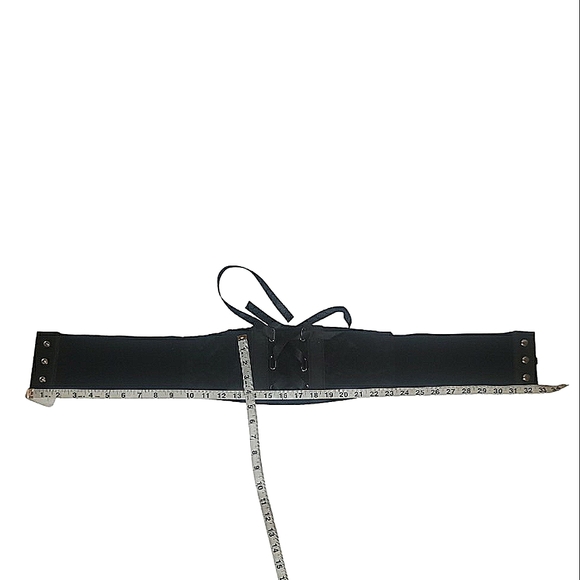 ASOS Black Floral Lace Satin Ribbon Button Closure Corset Wide Waist Belt 33" - Picture 14 of 16